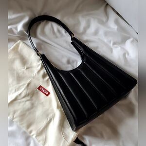 STAUD Black Padded Leather Shoulder Bag